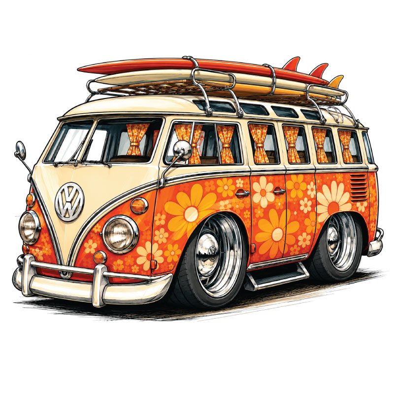VW Microbus Car Shirt Illustration