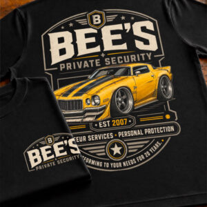 Bumblebee Camaro Shirt muscle car graphic T-shirt on black shirt